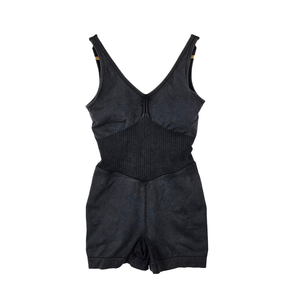 JoyLab Womens Seamless Short Bodysuit Acid Wash Unitard Romper Dark Gray Small